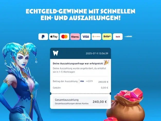 Wunderino Auszahlung