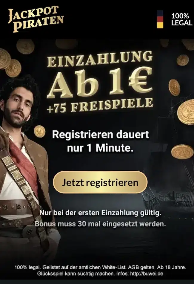 Neukundenbonus bei JackpotPiraten