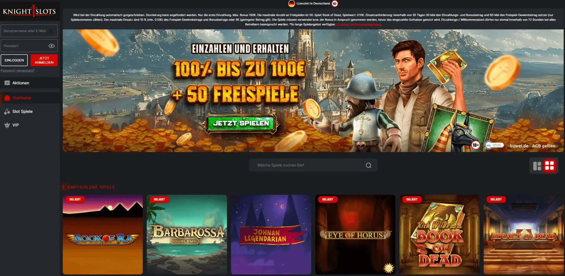 knightslots webseite