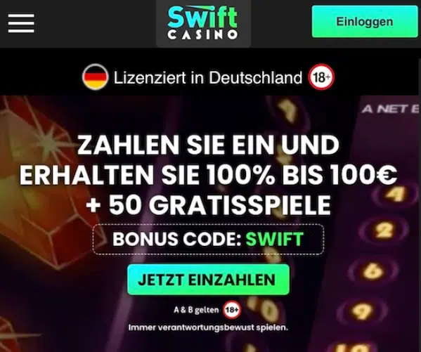 swift spiele bonus code