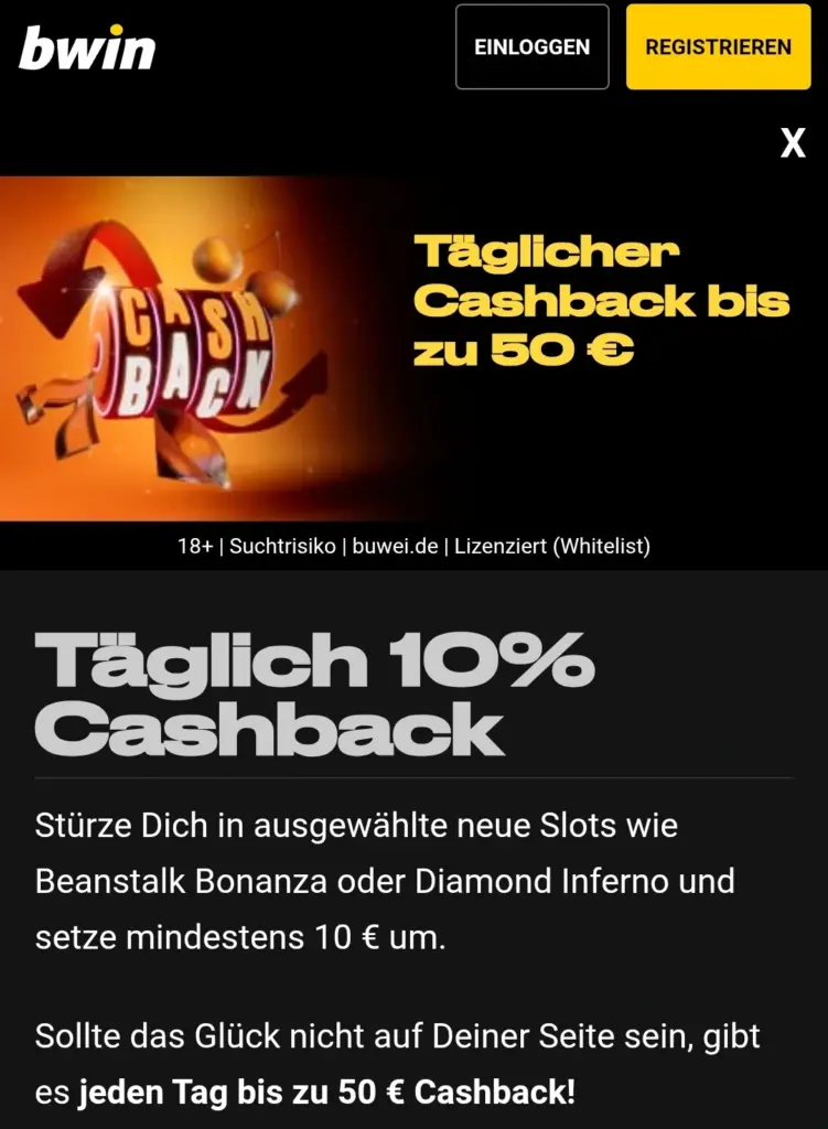 bwin cashback bonus