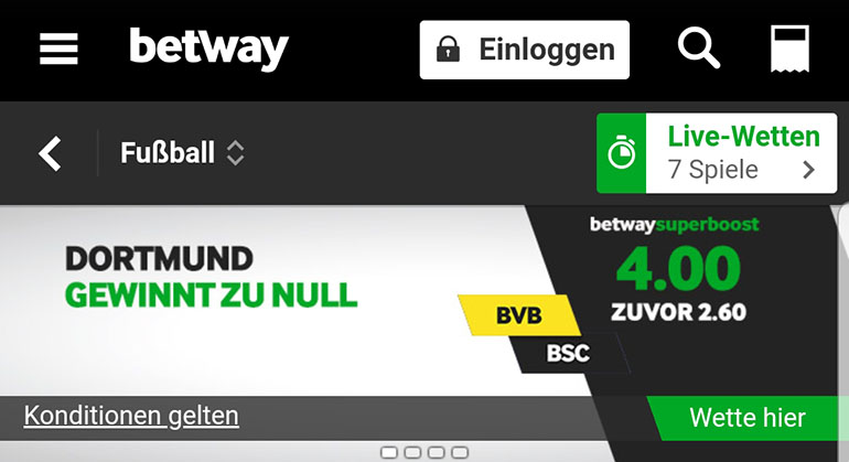 Betway Quotenboost BVB vs Hertha