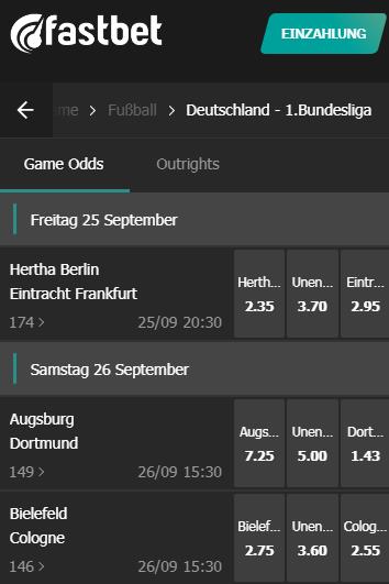 Fastbet Mobile Ansicht