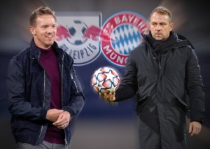 Nagelsmann im Duell mit Flick um die Meisterschaft in Deutschland, wer lacht am Ende? © IMAGO / Sven Simon, 31.03.2021 RB Leipzig Bayern Tipp 03.04.2021