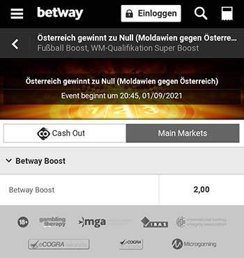 Betway Quotenboost