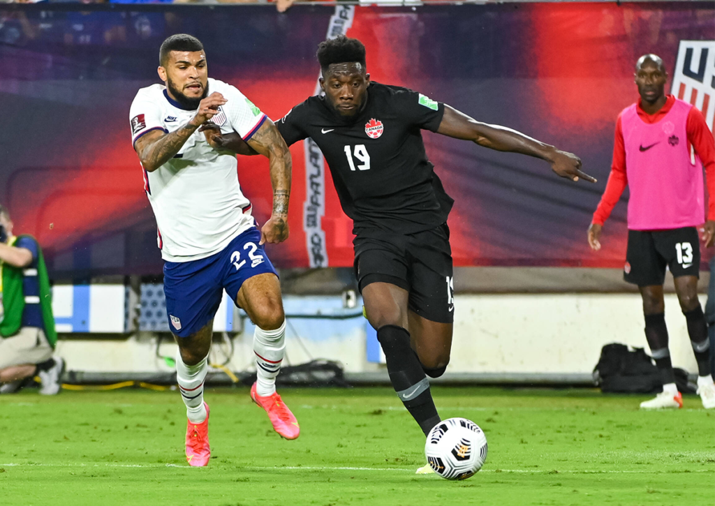 Darf Kanada (im Bild: Alphonso Davies) erstmals in Mexiko über einen Auswärtssieg jubeln? © IMAGO / ZUMA Wire, 05.09.2021 Mexiko Kanada Tipp