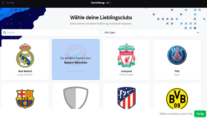 Sorare Token Karten auswählen