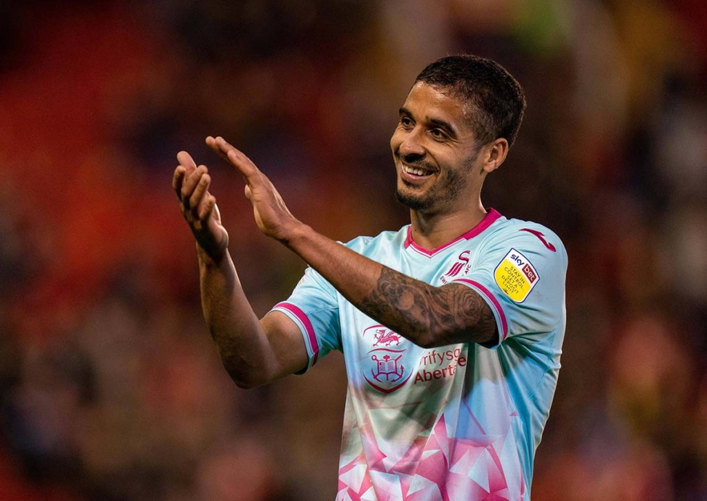 Setzt sich Kyle Naughton Swansea zuhause gegen Cardiff durch? © IMAGO / Action Plus, 17.05.2021 Swansea Cardiff Tipp