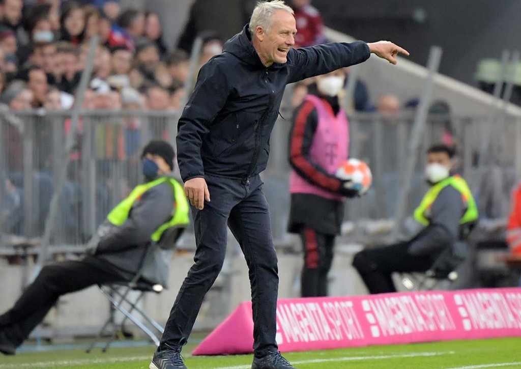 Christian Streich möchte mit Freiburg auch gegen Frankfurt siegen! © IMAGO / Jan Huebner, 06.11.2021 Freiburg Frankfurt Tipp 11 2021
