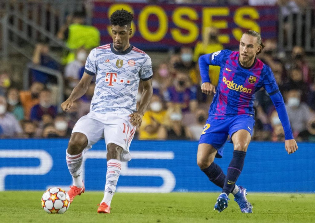 Sorgt der FC Bayern (im Bild: Kingsley Coman) für das CL-Aus des FC Barcelona? © IMAGO / Moritz Müller, 14.09.2021 Sorgt der FC Bayern (im Bild: Kingsley Coman) für das CL-Aus des FC Barcelona?