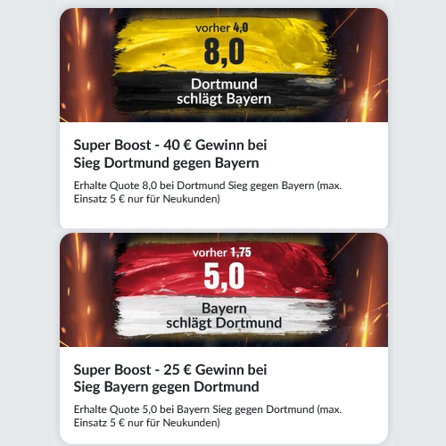 Dortmund - Bayern Quoten & Bonus Angebote