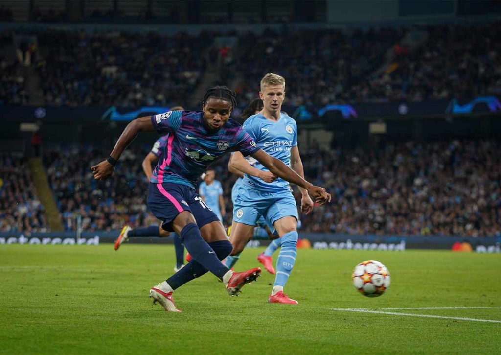 Revanchiert sich RB Leipzig (im Bild: Christopher Nkunku) auch ohne Jesse Marsch für die herbe Hinspielniederlage? © IMAGO / PRiME Media Images, 15.09.2021 RB Leipzig Manchester City Tipp