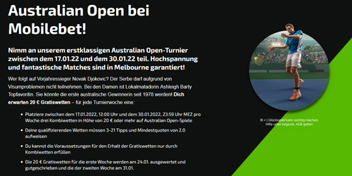 Australian Open Gratiswette - Sportwetten Angebote