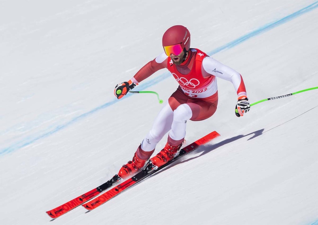 Holt sich Weltmeister Marco Schwarz auch olympisches Gold in der alpinen Kombination der Herren? © IMAGO / Sammy Minkoff, 03.02.2022
