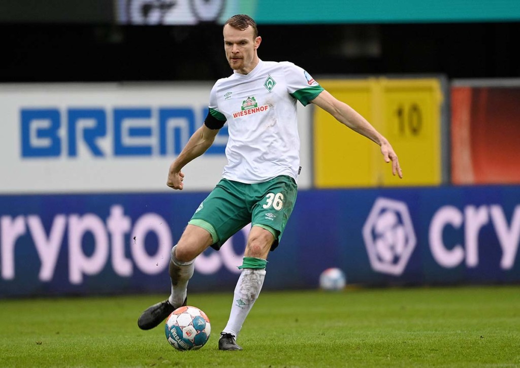 Werder Bremen (im Bild: Christian Groß) will die Erfolgsserie gegen Karlsruhe weiter ausbauen. © IMAGO / Ulrich Hufnagel, 22.01.2022 Werder Bremen Karlsruhe Tipp