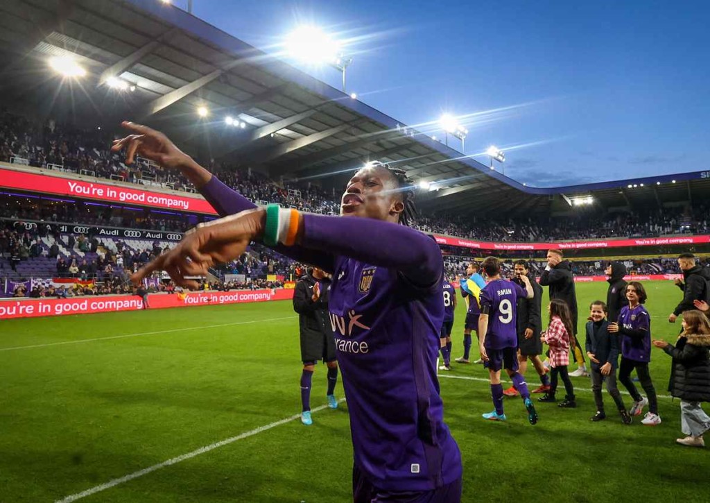 Jubeln Anderlecht und Kouame gegen Kortrijk? © IMAGO / Belga, 03.04.2022 Kortrijk Anderlecht Tipp