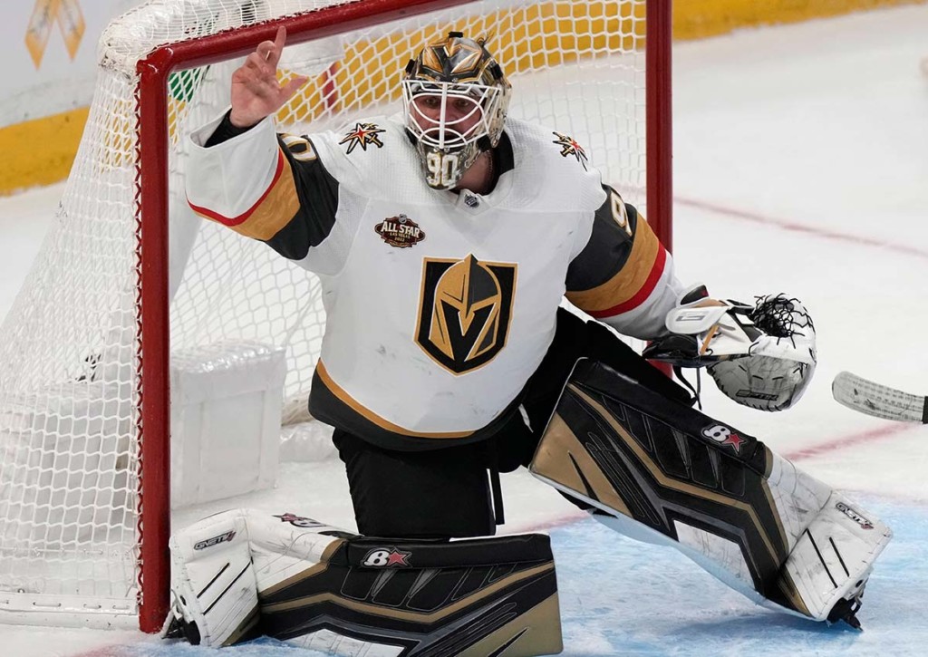 Fahren die Vegas Golden Knights (im Bild: Robin Lehner) einen Sieg bei den Calgary Flames ein? © IMAGO / ZUMA Press, 04.11.2021 Calgary Flames Vegas Golden Knights Tipp