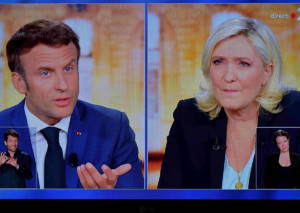 emmanuel-macron-marine-le-pen Frankreich Wahl 2022 Umfragen Prognosen