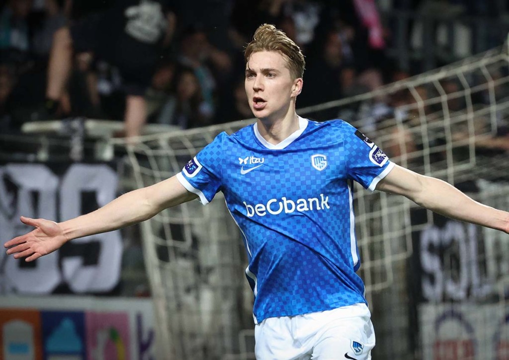 KRC Genk (im Bild: Kristian Thorstvedt) kämpft gegen Charleroi um einen Platz in der Conference League. © IMAGO / Belga, 06.05.2022 Genk Charleroi Tipp