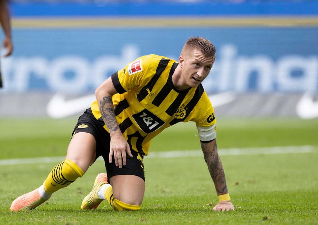 Gewinnt Dortmund (im Bild: Marco Reus) das Heimspiel gegen Hoffenheim? © IMAGO / Kirchner-Media, 27.08.2022 Dortmund Hoffenheim Tipp