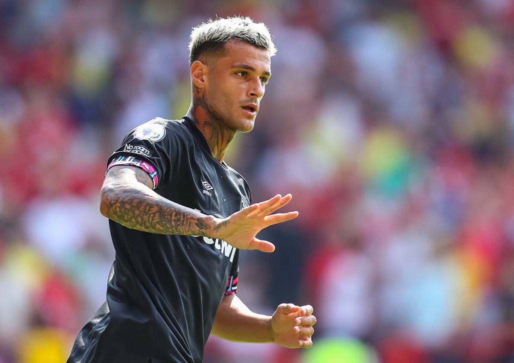 Gianluca Scamacca und West Ham wollen gegen Viborg vorlegen. © IMAGO / News Images, 14.08.2022 West Ham Viborg Tipp