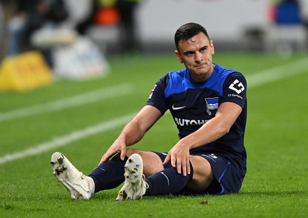 Für die Hertha (im Bild: Filip Uremovic) steht ein schwieriges Heimspiel gegen Hoffenheim an. © IMAGO / Jan Huebner, 16.09.2022 Hertha Hoffenheim Tipp
