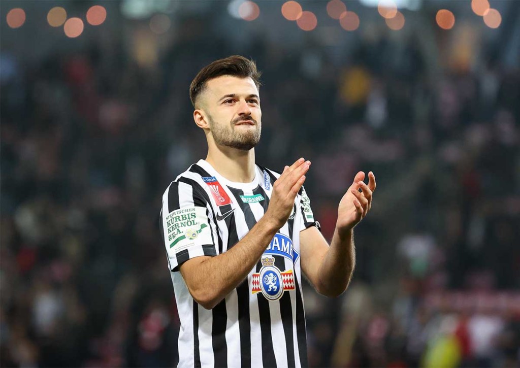 Kann Sturm Graz (im Bild: Albian Ajeti) gegen Red Bull Salzburg die Tabellenführung erobern? © GEPA pictures/ Christian Walgram - 19.10.2022 Red Bull Salzburg Sturm Graz Tipp