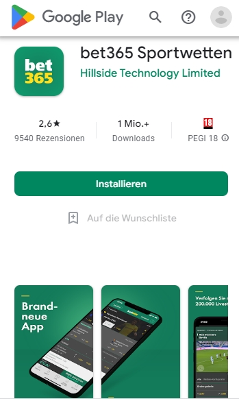 bet365 Wett App installieren