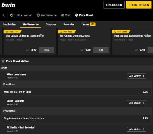 Bwin Price Boosts
