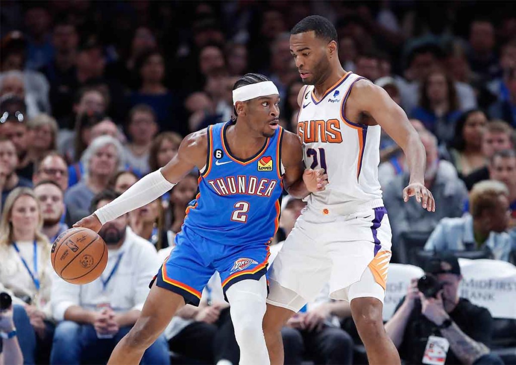 Wahrt sich Oklahoma City Thunder (im Bild: Shai Gilgeous-Alexander) bei den Utah Jazz die Chance auf das Play-in-Turnier? © IMAGO / USA TODAY Network, 02.04.2023 Utah Jazz Oklahoma City Thunder Tipp