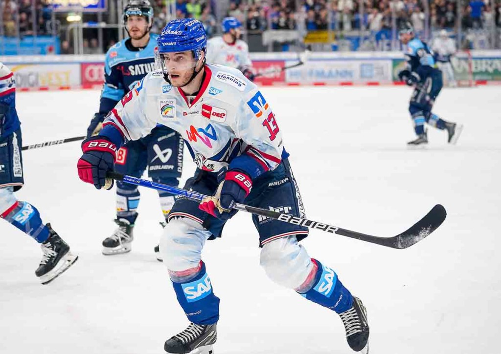 Siegen die Alder Mannheim (im Bild: Stefan Loibl) im 5. Spiel des DEL Halbfinales gegen ERC Ingolstadt? © IMAGO / Eibner, 04.04.2023 DEL Playoffs Halbfinale 5. Spiel Wett-Tipps