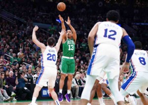 Setzten sich die Boston Celtics (im Bild: Malcolm Brogdon) in Game 3 gegen die Philadelphia 76ers durch? © IMAGO / USA TODAY Network, 03.05.2023 Philadelphia 76ers Boston Celtics Game 3 Tipp