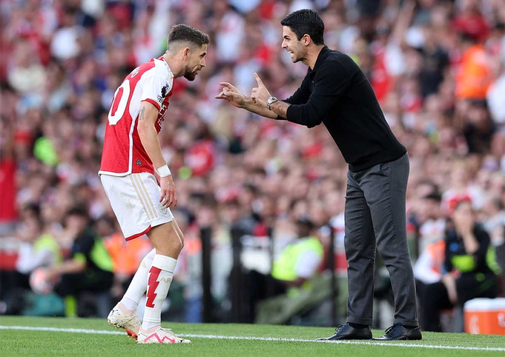 Wenig Frust im Austausch zwischen Jorginho & Arteta? © IMAGO / Sportimage, 08.10.2023 Arsenal Sheffield United Tipp