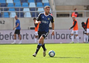 Behält Saarbücken (im Bild: Julian Günther-Schmidt) gegen Lübeck die drei Punkte im eigenen Stadion? © IMAGO / Fussball-News Saarland, 23.09.2023 Saarbrücken Lübeck Tipp