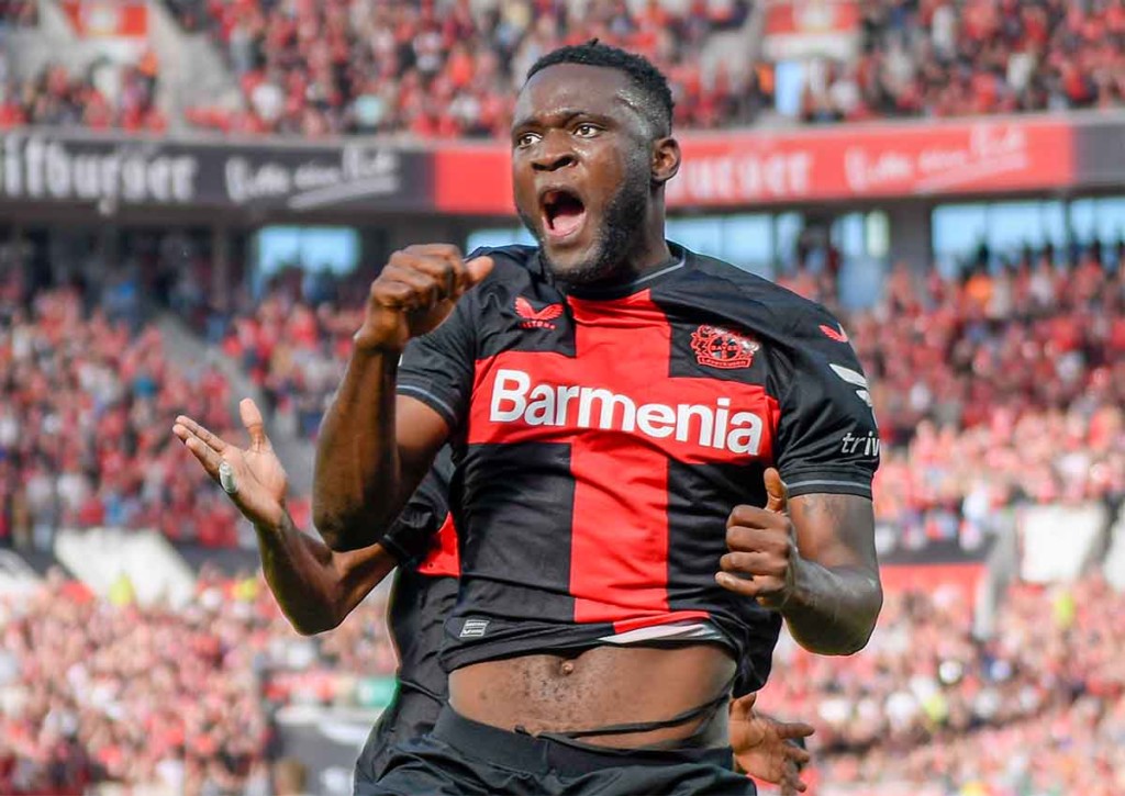 Nimmt Leverkusen (im Bild: Victor Boniface) den Schwung aus der Bundesliga mit nach Molde? © IMAGO / pepphoto, 24.09.2023 Molde Leverkusen Tipp