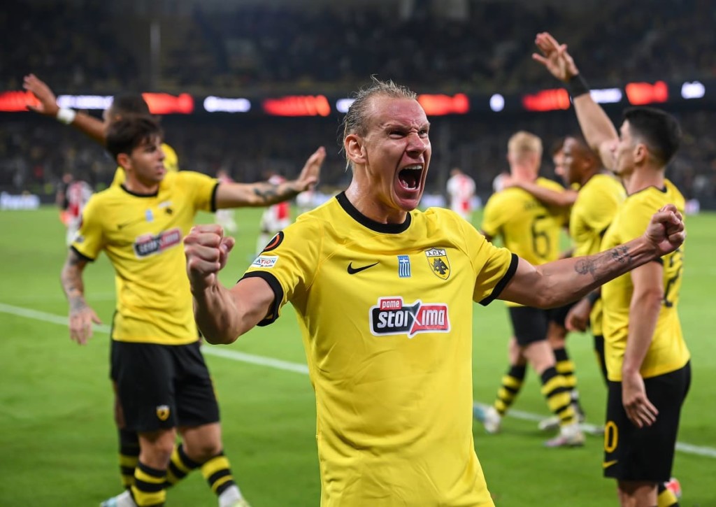 Kann AEK Athen (im Bild: Domagoj Vida) auswärts bei Marseille für eine Überraschung sorgen? © IMAGO / NurPhoto, 05.10.2023 Marseille AEK Athen Tipp