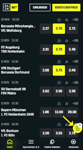 DAZN Bet App Wetten DAZN Bet Wettschein