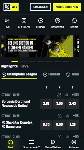 DAZN Bet Mobile-Wetten DAZN Bet App