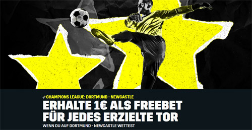 1 € gratis für jedes Tor bei BVB vs. Newcastle