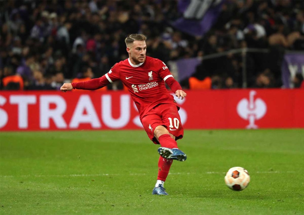 Lässt Liverpool (im Bild: Alexis Mac Allister) zu Hause gegen den LASK nichts anbrennen? © IMAGO / AOP.Press, 09.11.2023 Liverpool LASK Tipp