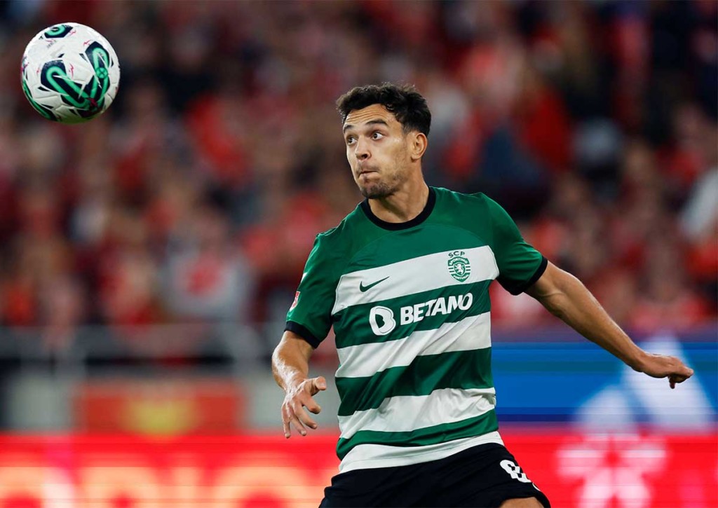 Verabschiedet sich Sporting Lissabon (im Bild: Pedro Goncalves) schon vorzeitig gegen Atalanta Bergamo aus der Europa League? © IMAGO / AFLOSPORT, 12.11.2023 Atalanta Bergamo Sporting Lissabon Tipp