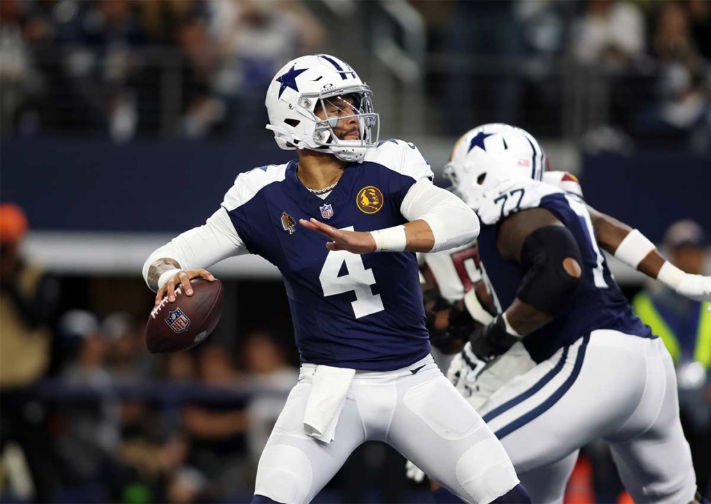 Feiern die Dallas Cowboys (im Bild: Dak Prescott) gegen die Seattle Seahawks einen deutlichen Sieg? © IMAGO / USA TODAY Network, 23.11.2023 Dallas Cowboys Seattle Seahawks Tipp