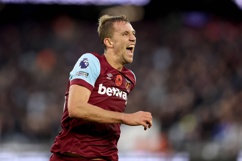 Ist West Hams Abräumer Tomas Soucek (Bild) auch gegen TSC in Torlaune? © IMAGO / PA Images, 12.11.2023 TSC West Ham Tipp