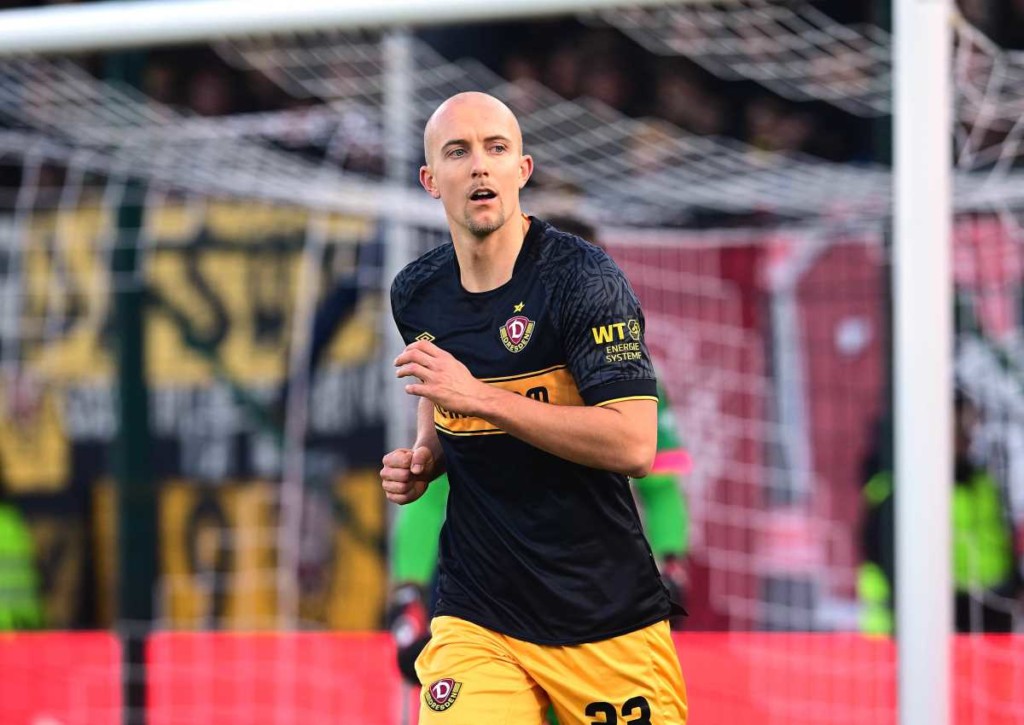 Lässt Dresden (im Bild: Kraulich) gegen Unterhaching Punkte liegen? © IMAGO / pmk, 03.12.2023 Dresden Unterhaching Tipp