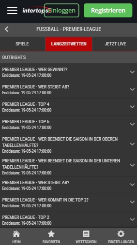 Intertops Sportwetten Premier League