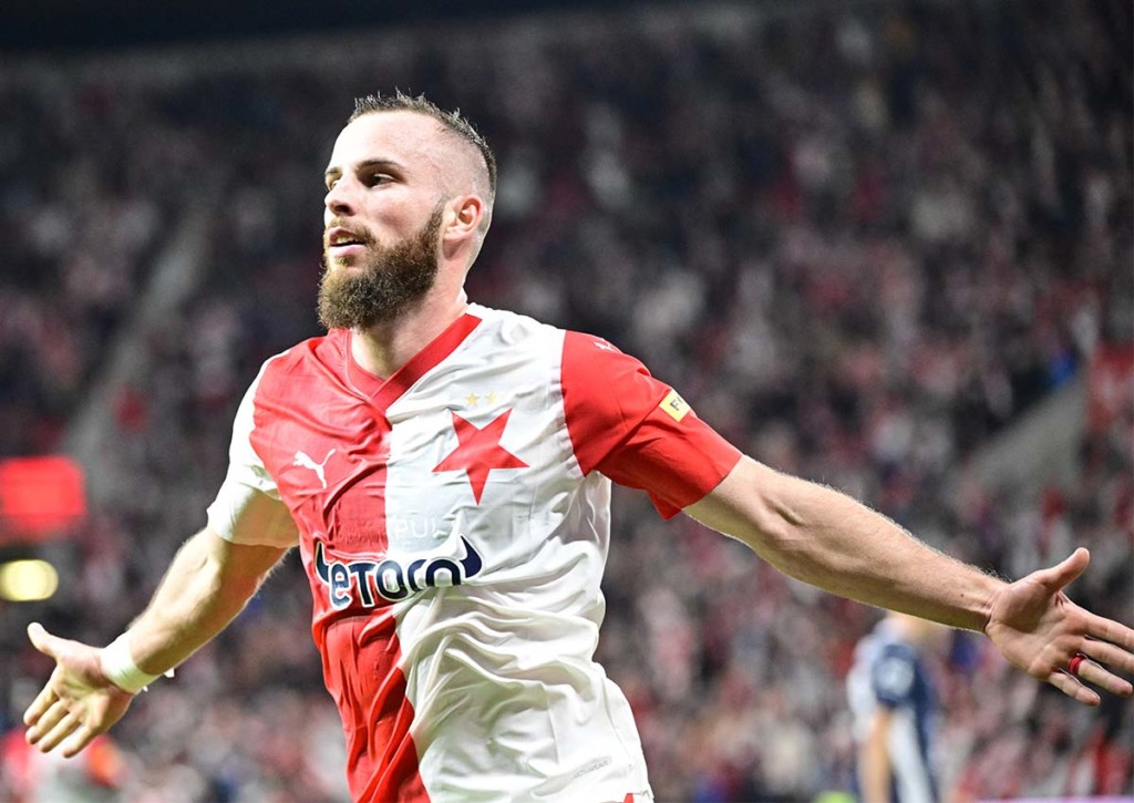 Bejubelt Slavia (im Bild: Jurecka) den Gruppensieg? © IMAGO / CTK Photo, 21.10.2023 Slavia Prag Servette Genf Tipp
