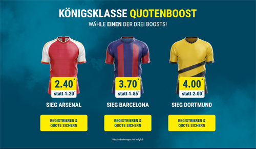 Sportwetten.de mit Champions League Quoten Triple Boost