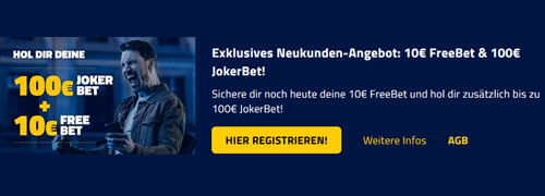AdmiralBet mit JokerBet bis 100 € + 10 € Gratiswette für Bundesliga Wetten