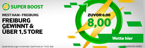 Betway mit West Ham vs. Freiburg Quoten Boost