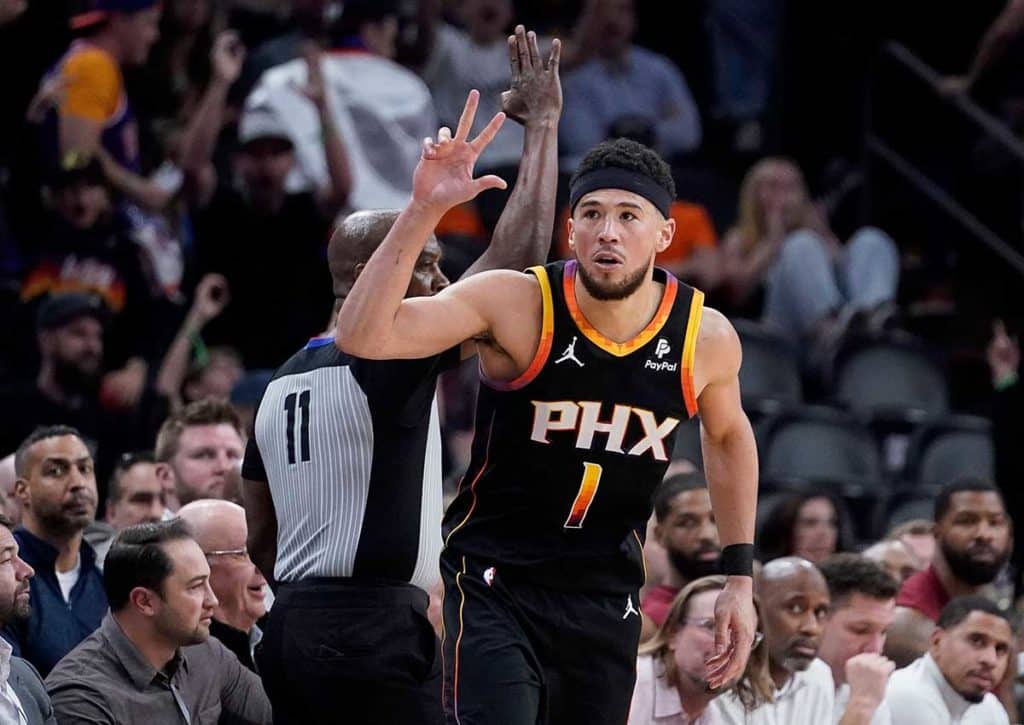 Zwingen Devin Booker und die Phoenix Suns den Kontrahenten aus Minnesota in die Knie? (© Associated Press / Alamy Stock Photo) Suns Timberwolves Tipp